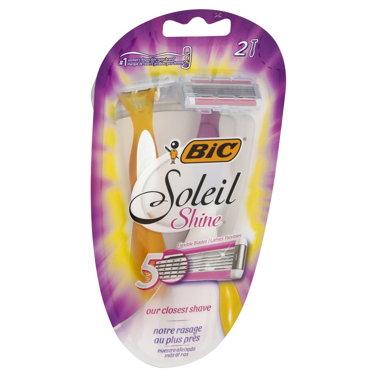 slide 6 of 10, BIC Soleil Shine 5 Flexible Blades Razors 2 ea, 2 ct