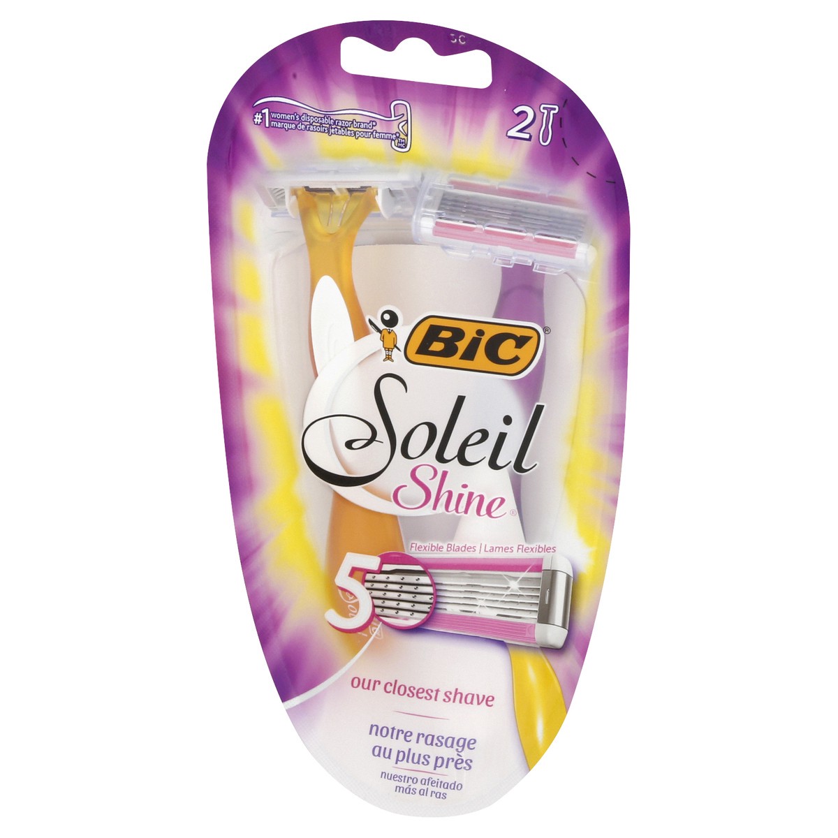 slide 10 of 10, BIC Soleil Shine 5 Flexible Blades Razors 2 ea, 2 ct