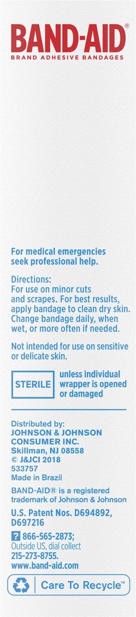 slide 4 of 8, BAND-AID Water Block Tough Strips Adhesive Bandages for First Aid Wound Care, Durable Waterproof Bandages to Protect Minor Cuts, Scrapes & Burns, Sterile, Extra Large, 10 ct