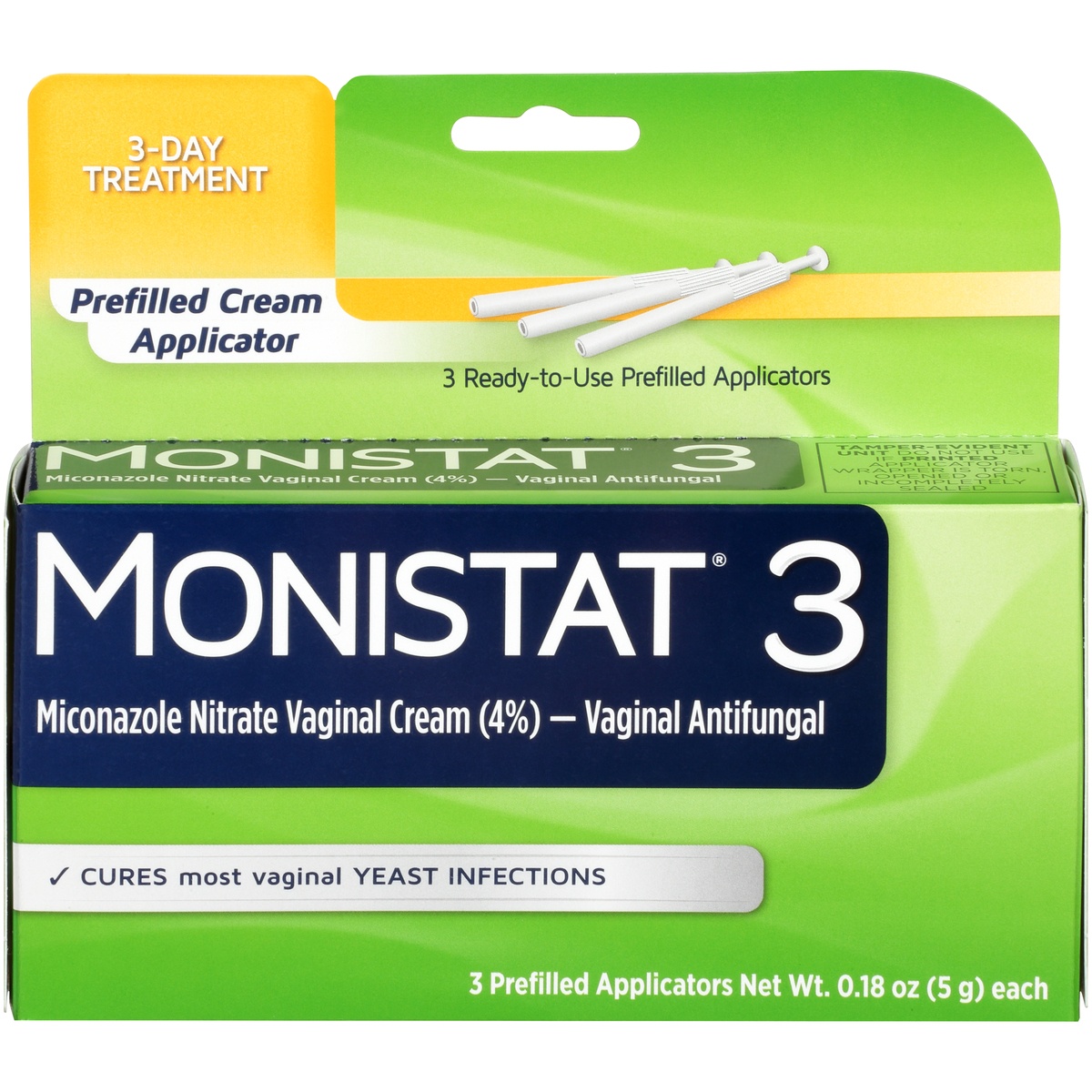 slide 1 of 1, Monistat Simple Cure Vaginal Antifungal 3-Day Treatment Cream Applicator, 3 ct; 0.18 oz