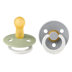 BIBS WORLD Bibs Colour 2 Pack Latex Pacifier Size 2 Sage Glow/cloud Glow