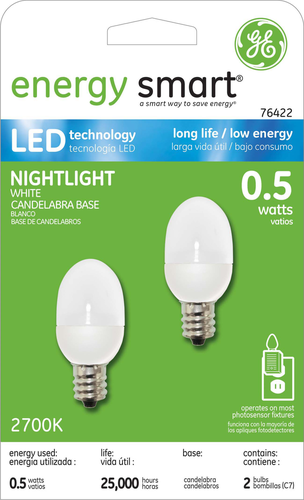 slide 1 of 1, GE Energy Smart LED 0.5-Watt Nightlight Bulb White, 2 ct