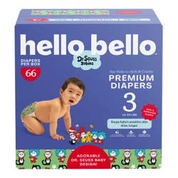 Hello Bello Diapers Premium Club, Dr. Seuss, Size 3, 66 Count