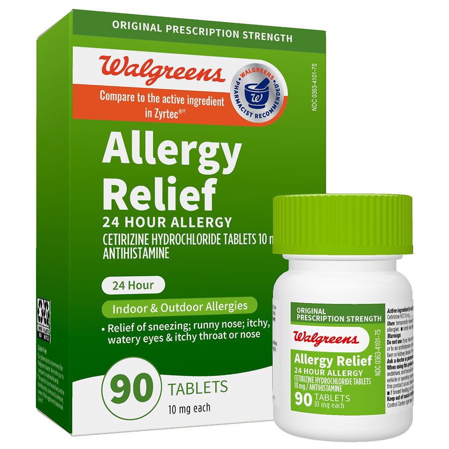 slide 3 of 5, Walgreens Wal-Zyr, Cetirizine Hydrochloride Tablets, 10 mg, 90 ct