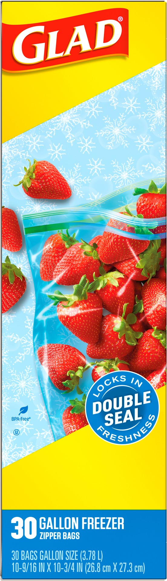 slide 2 of 5, Glad Large Gallon Freezer Zipper Bags 30 ea, 30 ct