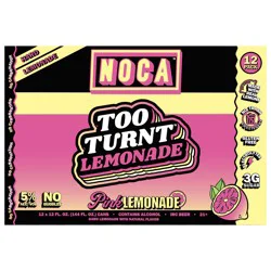 NOCA Too Turnt Lemonade 12pk/12oz Cans