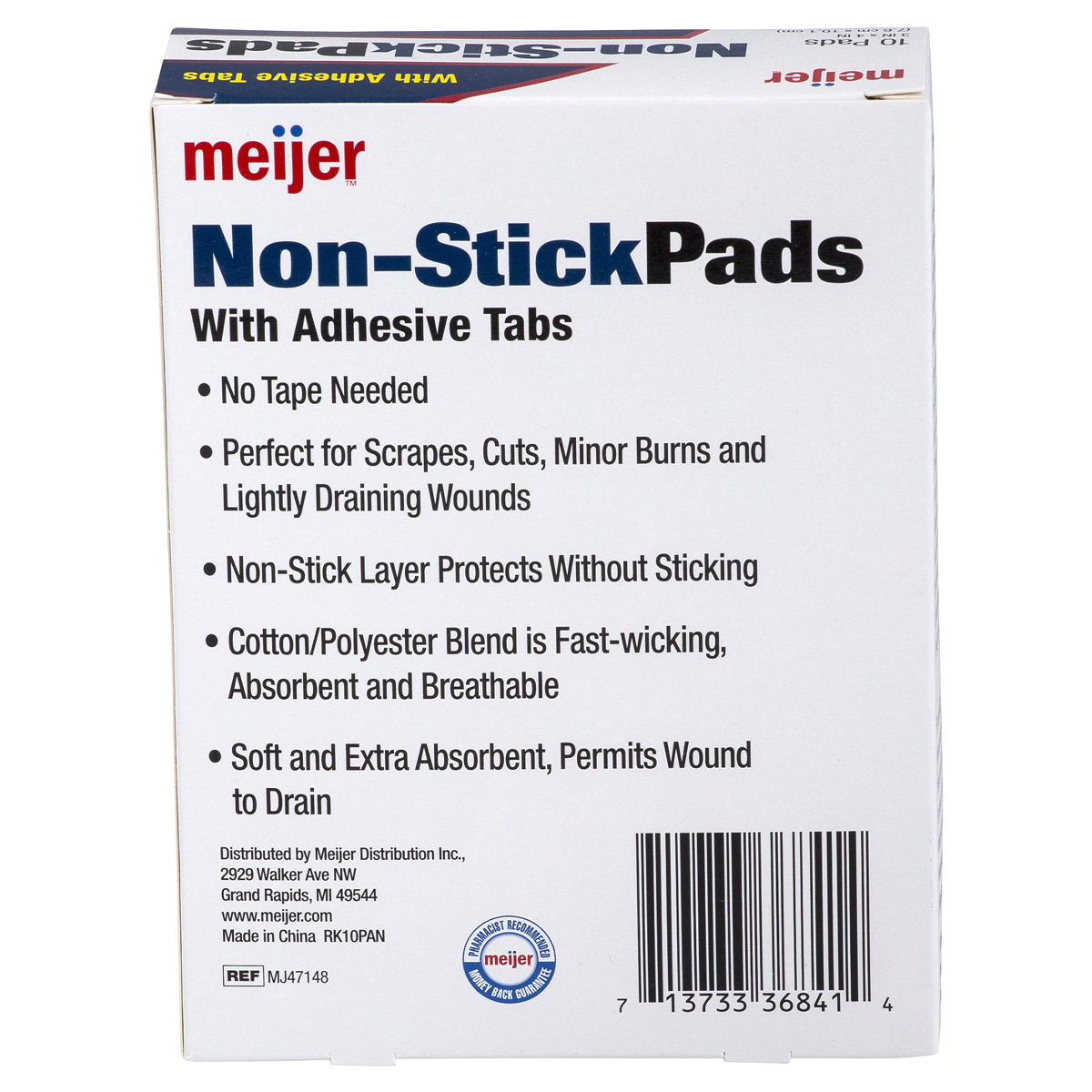 slide 4 of 4, Meijer Non-Stick Adhesive Pads with Tabs, 3"x4", 10 ct