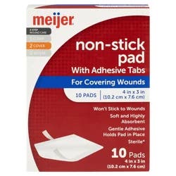 Meijer Non-Stick Adhesive Pads With Tabs, 3"x4", 10 Ct