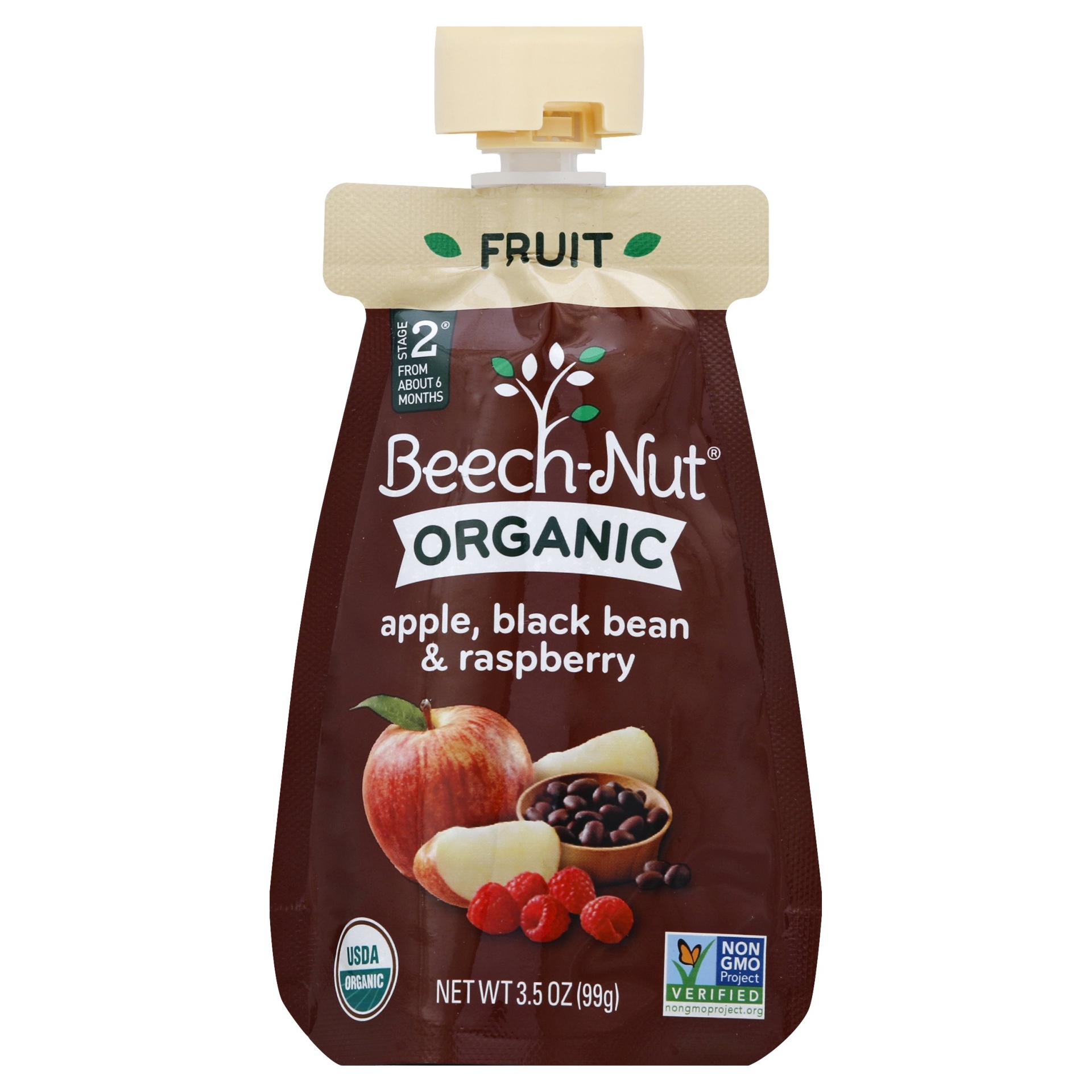 slide 1 of 2, Beech-Nut Organic Stage 3 Apple, Black Bean & Raspberry, 3.5 oz