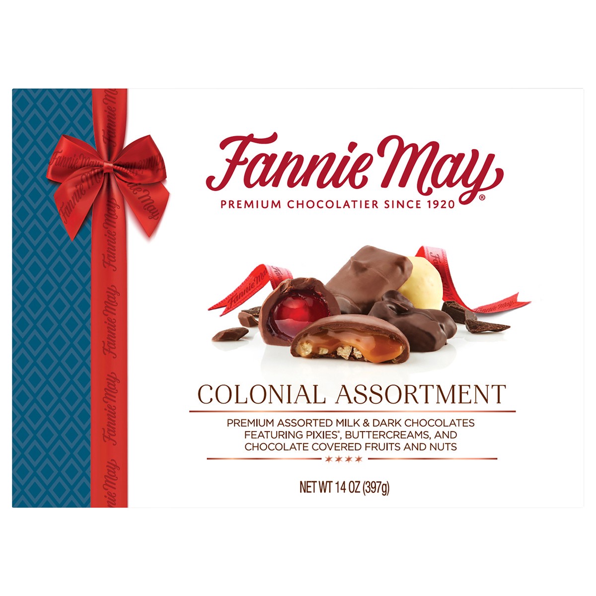 slide 1 of 21, Fannie May Colonial Assortment Candy, 14 oz