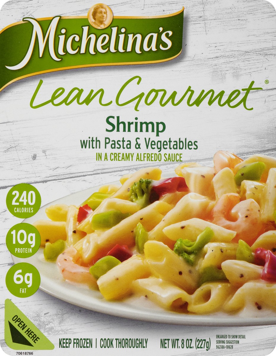 slide 1 of 4, Michelina's Shrimp with Pasta & Vegetables, 8 oz