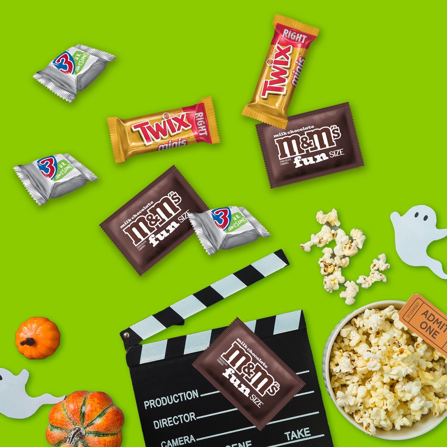 slide 7 of 8, Wrigley M&M'S, TWIX, MILKY WAY, & 3 MUSKETEERS Milk Chocolate Halloween Candy, 30 Ct Bulk Bag, 9.28 oz