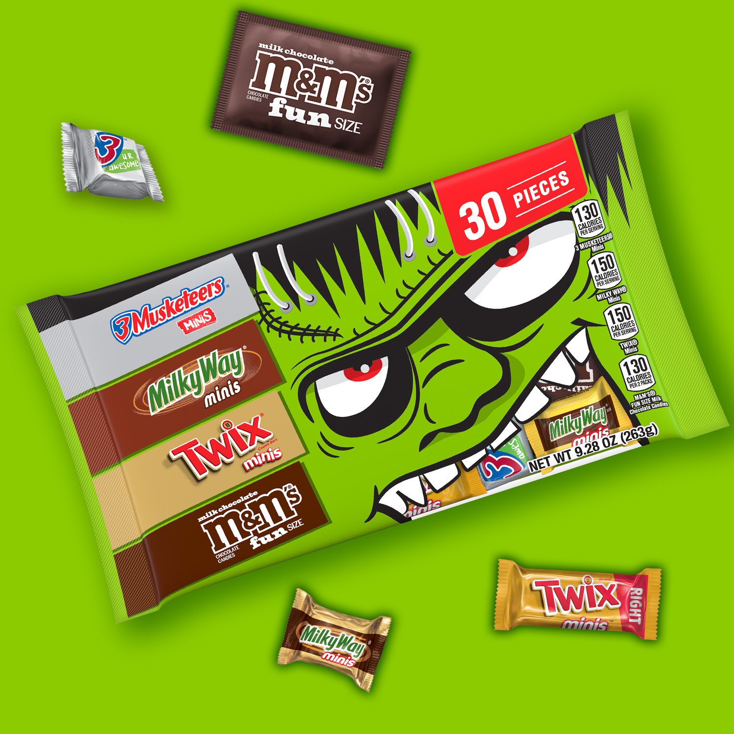 slide 5 of 8, Wrigley M&M'S, TWIX, MILKY WAY, & 3 MUSKETEERS Milk Chocolate Halloween Candy, 30 Ct Bulk Bag, 9.28 oz