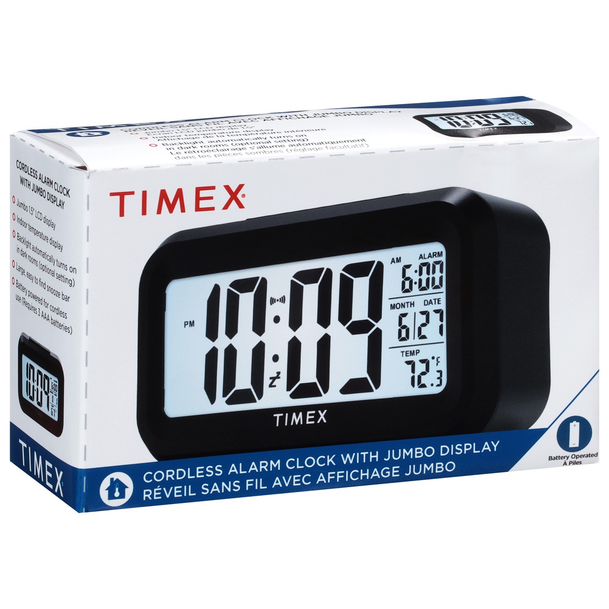 slide 8 of 9, Timex Portable Battery Operated Alarm Clock With Large Display, 1 ct