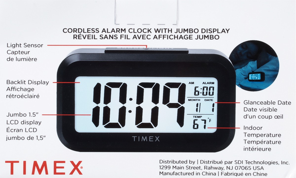 slide 4 of 9, Timex Portable Battery Operated Alarm Clock With Large Display, 1 ct