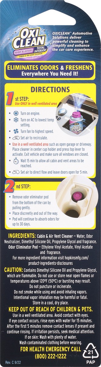 slide 3 of 9, Oxi-Clean Odor Blasters Total Interior Cabin & Air Vent Cleaner 1 ea, 1 ct