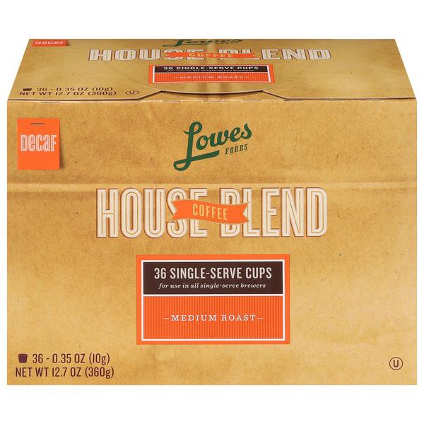 slide 1 of 1, Lowes Foods House Blend Decaf Coffee Single-Serve Cups, 36 ct