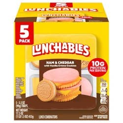 Oscar Mayer Lunchables Ham And Cheddar Cracker Stackers With Vanilla Creme Sandwich Cookies - 5-3.5 Oz