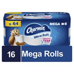Charmin Toilet Paper Ultra Soft, 16 Mega Rolls, 2-ply Bath Tissue