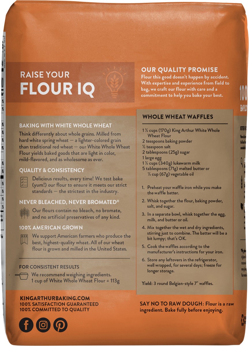 slide 4 of 5, King Arthur Unbleached White Whole Wheat Flour, 5 lb