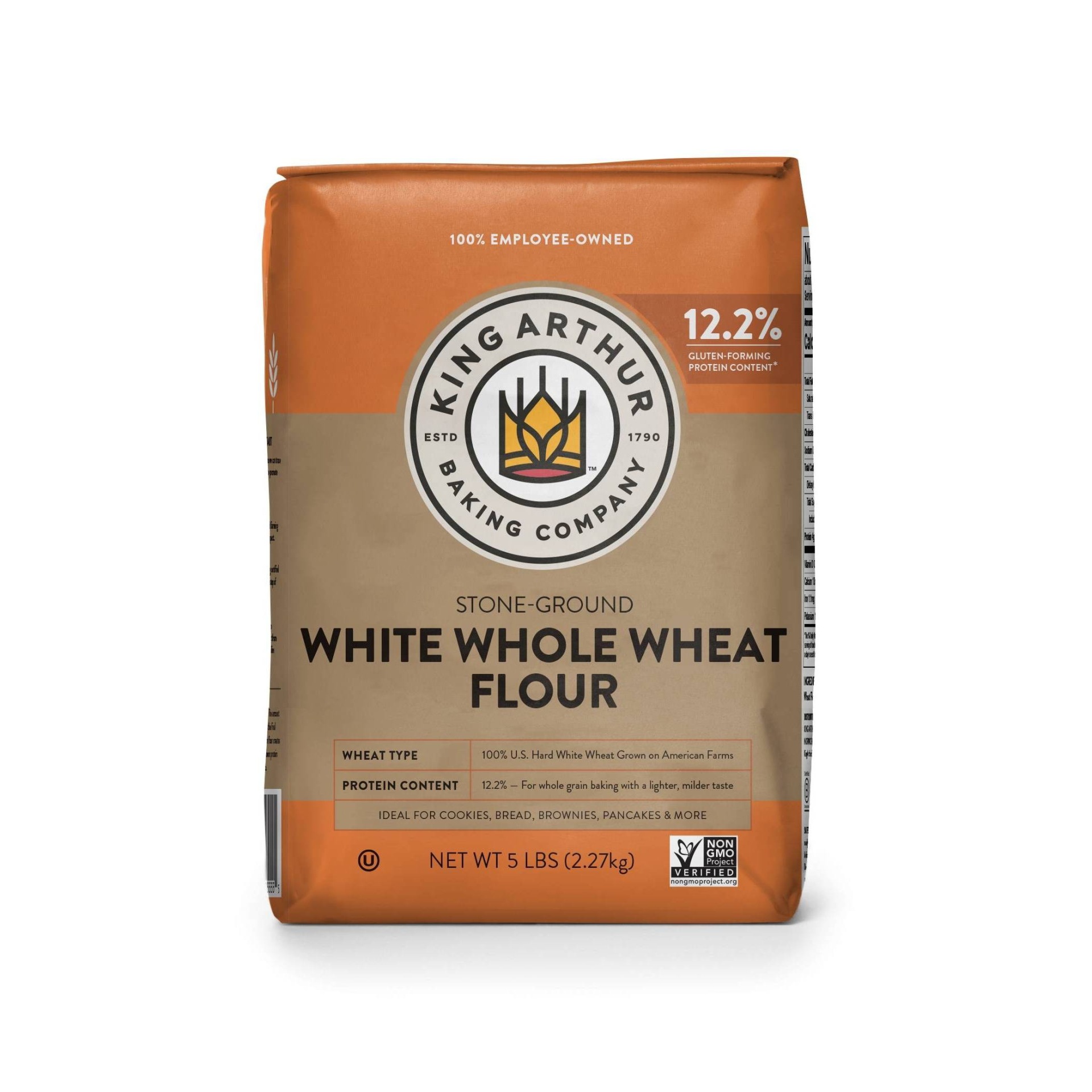 slide 1 of 8, King Arthur Unbleached White Whole Wheat Flour, 5 lb