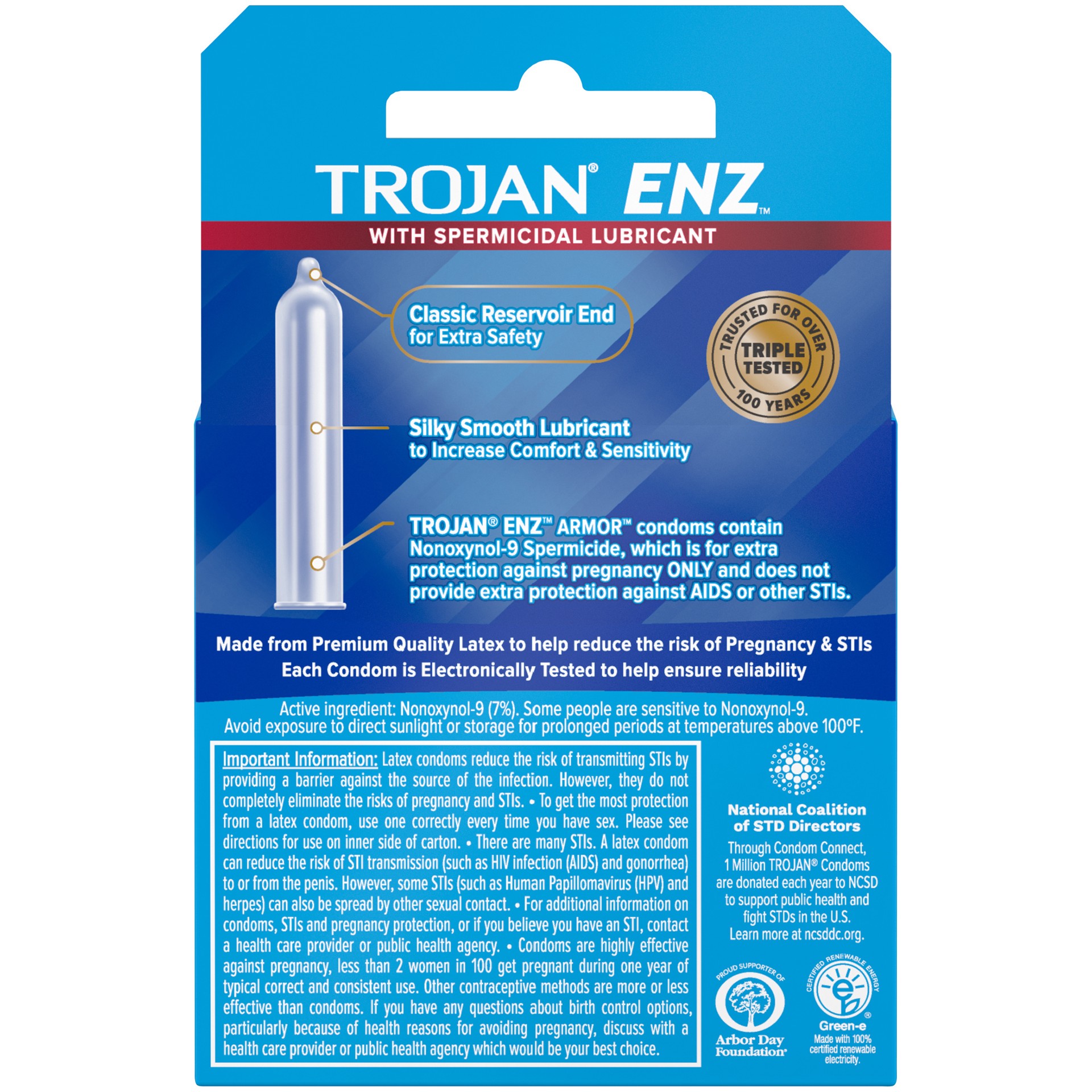 slide 2 of 5, Trojan ENZ Spermicidal Condoms, 3ct, 3 ct