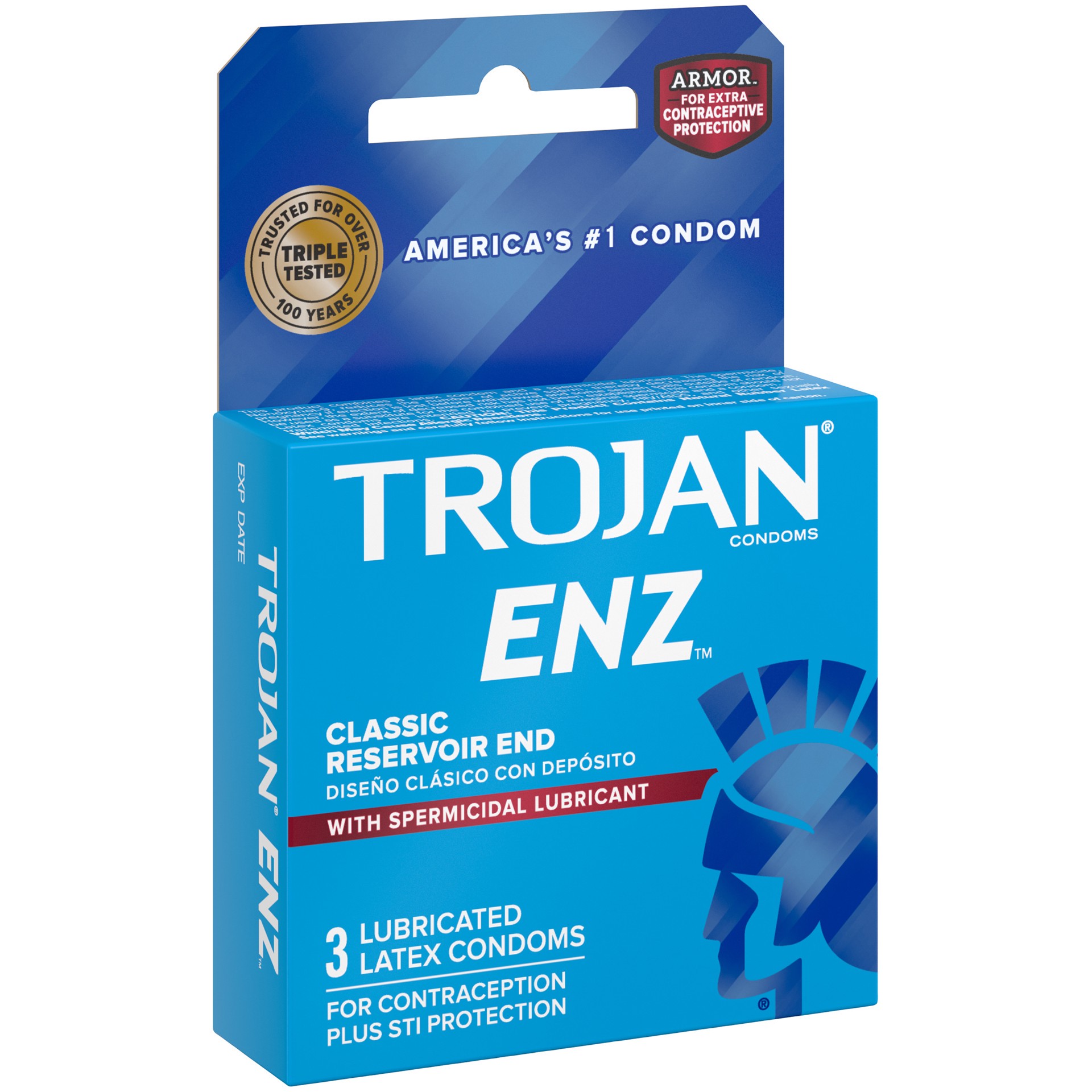 slide 3 of 5, Trojan ENZ Spermicidal Condoms, 3ct, 3 ct