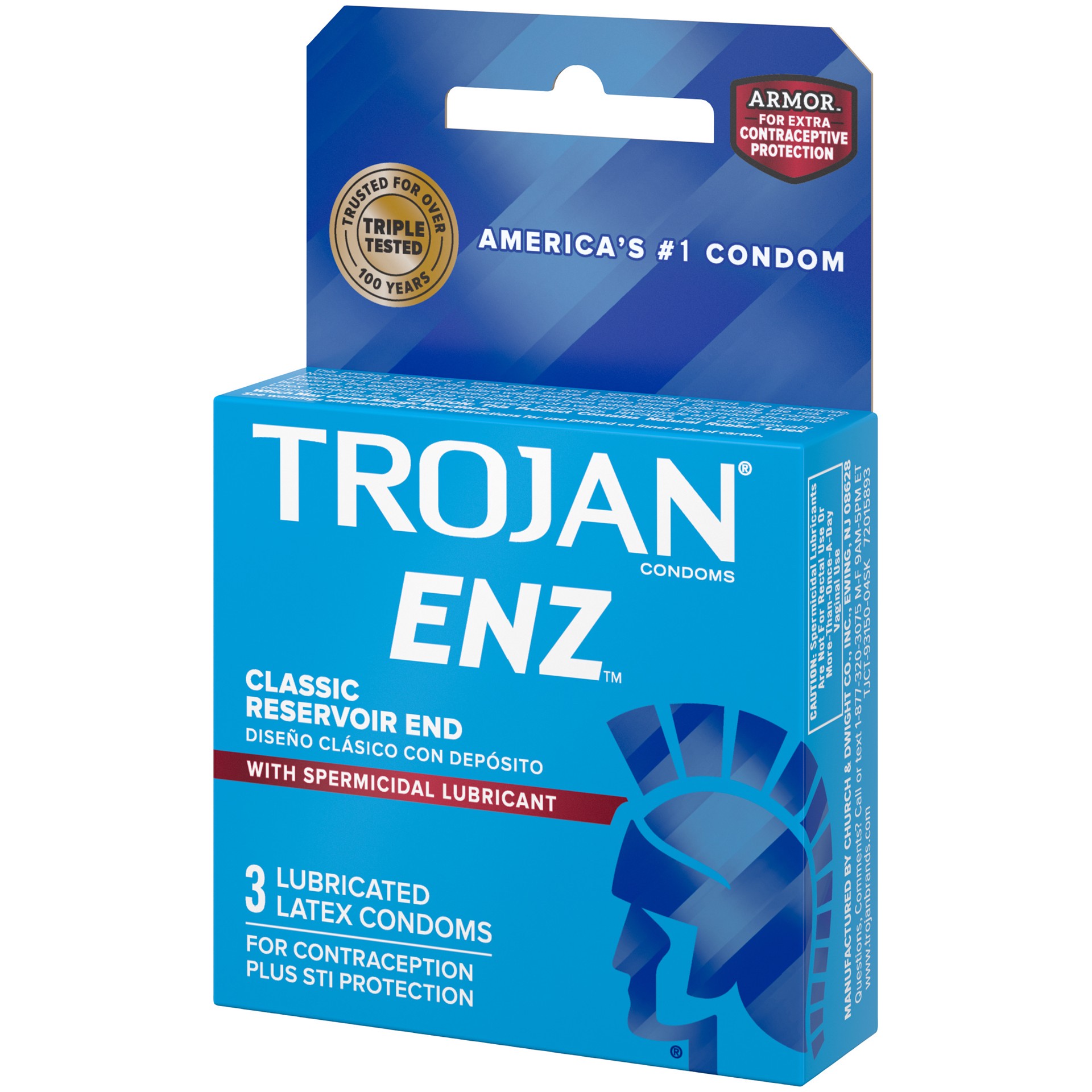 slide 4 of 5, Trojan ENZ Spermicidal Condoms, 3ct, 3 ct