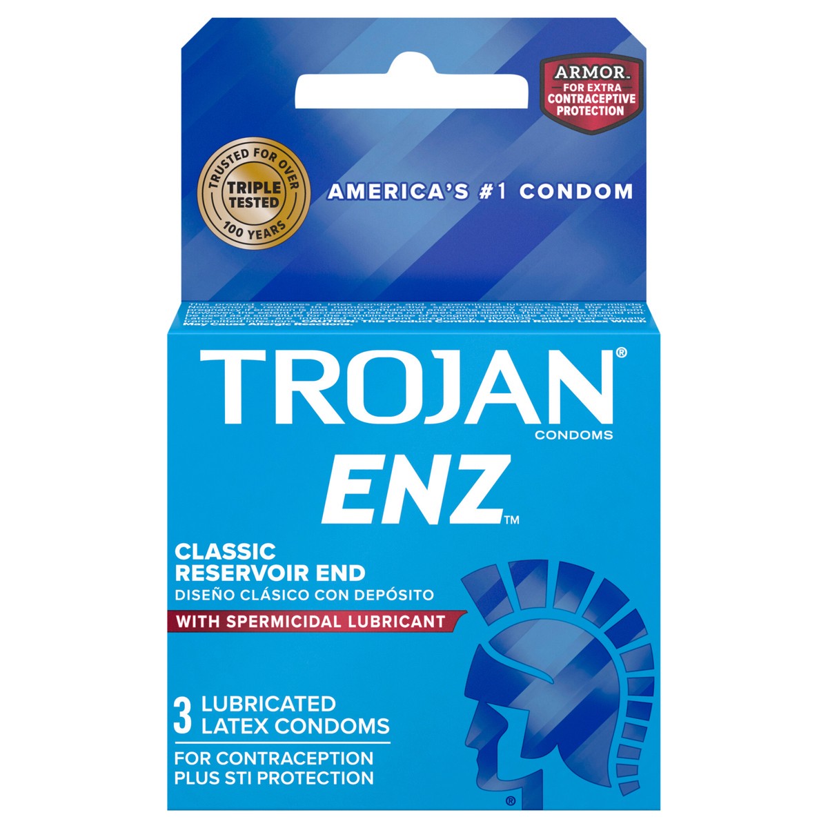 slide 1 of 5, Trojan ENZ Spermicidal Condoms, 3ct, 3 ct