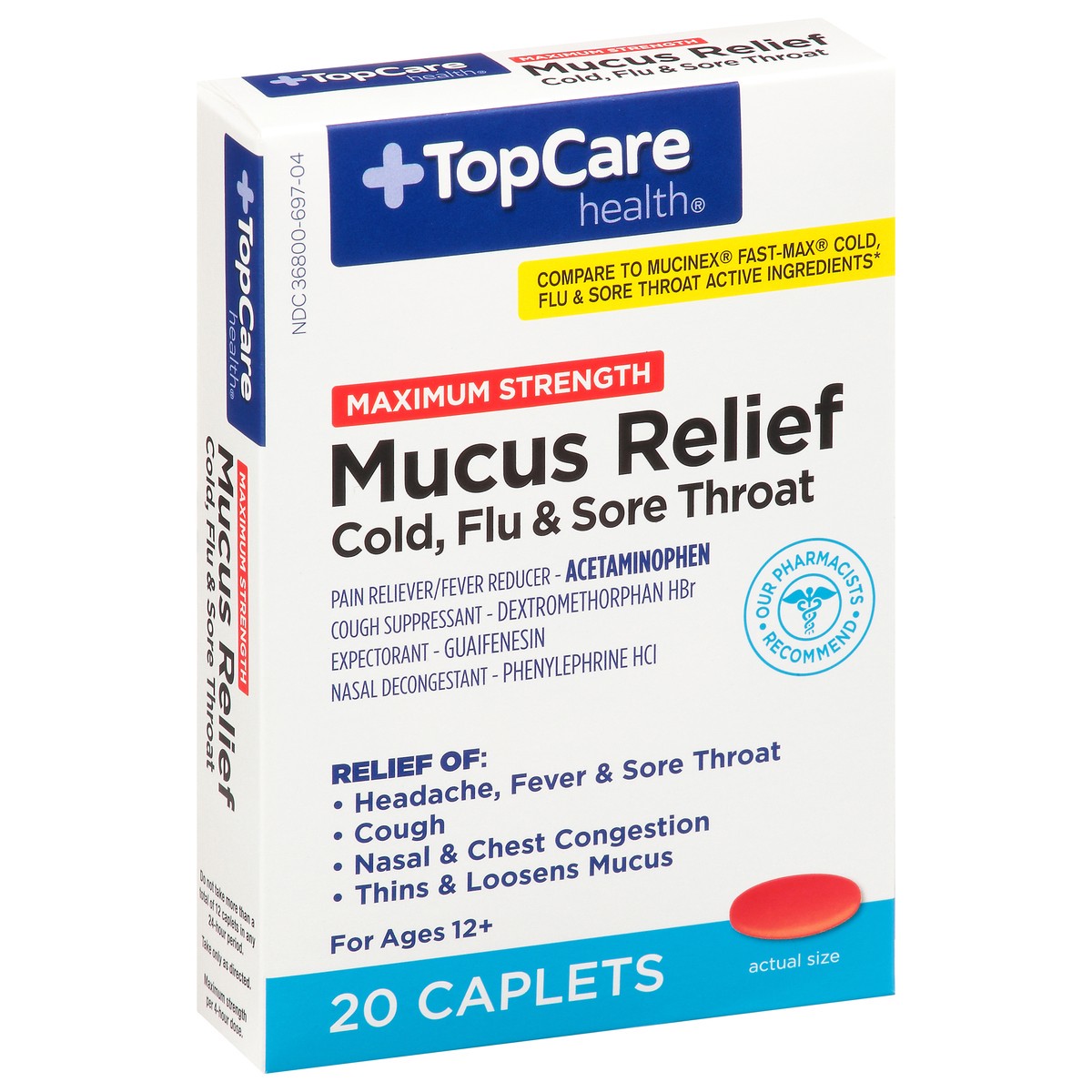 slide 8 of 9, TopCare Mucus Relief Cold Flu Sinus, 20 ct