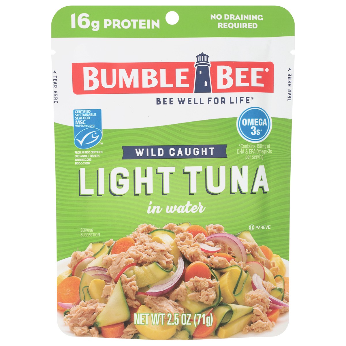 slide 1 of 9, Bumble Bee Wild Caught Light Tuna in Water 2.5 oz, 2.5 oz