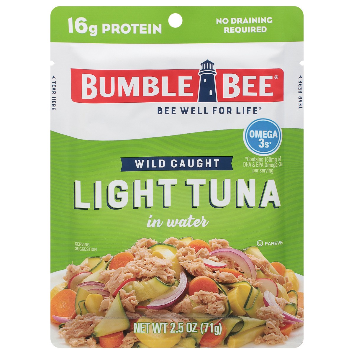 slide 1 of 9, Bumble Bee Light Tuna in Water, 2.5 oz Pouch, 2.5 oz