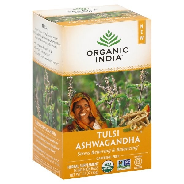 slide 1 of 1, Organic India Tulsi Og2 Ashwagandha, 18 ct