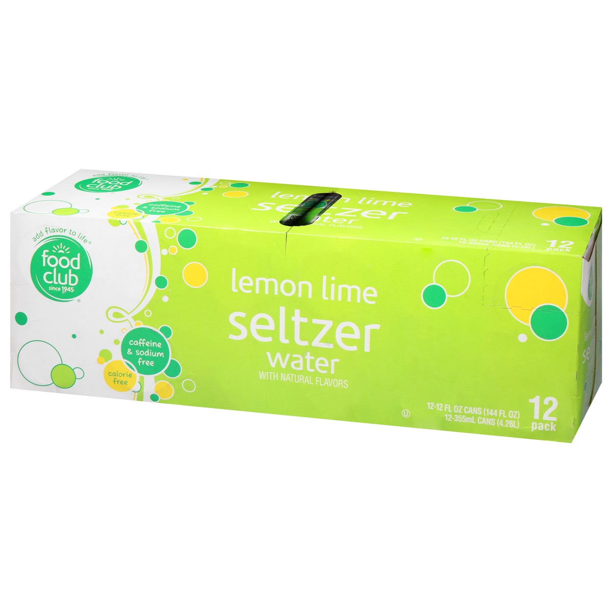 slide 8 of 14, Food Club Lemon Lime Seltzer Water Can - 12 ct, 12 ct