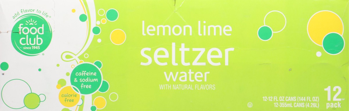 slide 7 of 14, Food Club Lemon Lime Seltzer Water Can - 12 ct, 12 ct