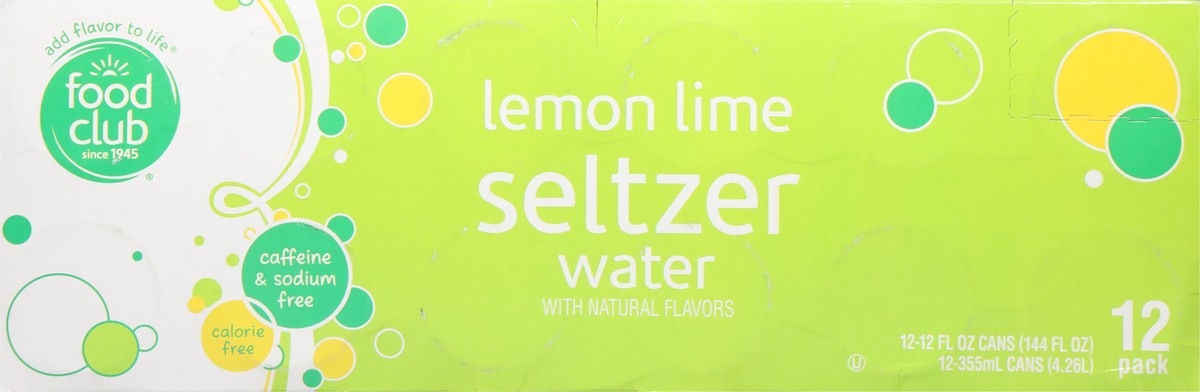 slide 6 of 14, Food Club Lemon Lime Seltzer Water Can - 12 ct, 12 ct
