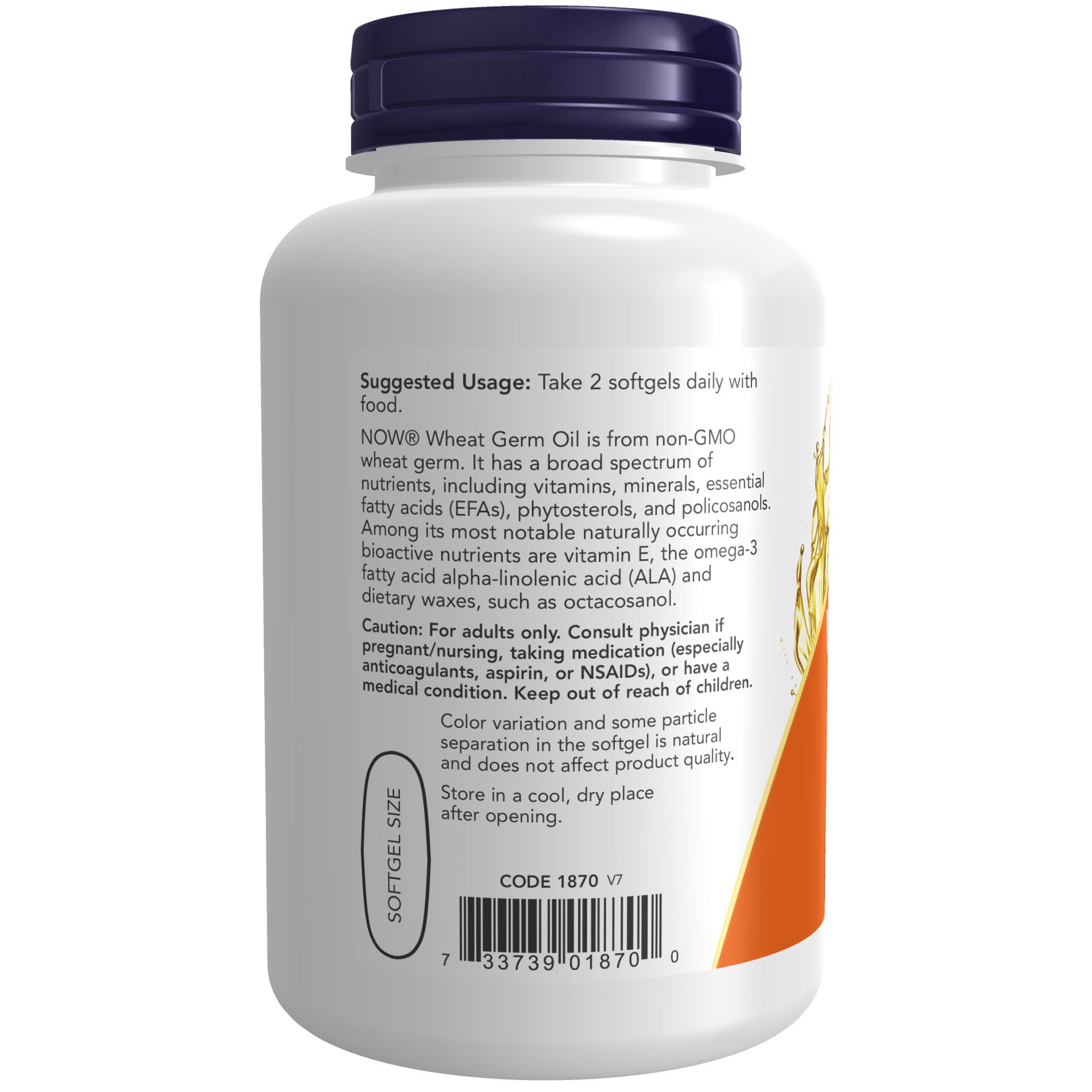slide 2 of 4, NOW Wheat Germ Oil - 100 Softgels, 100 ct