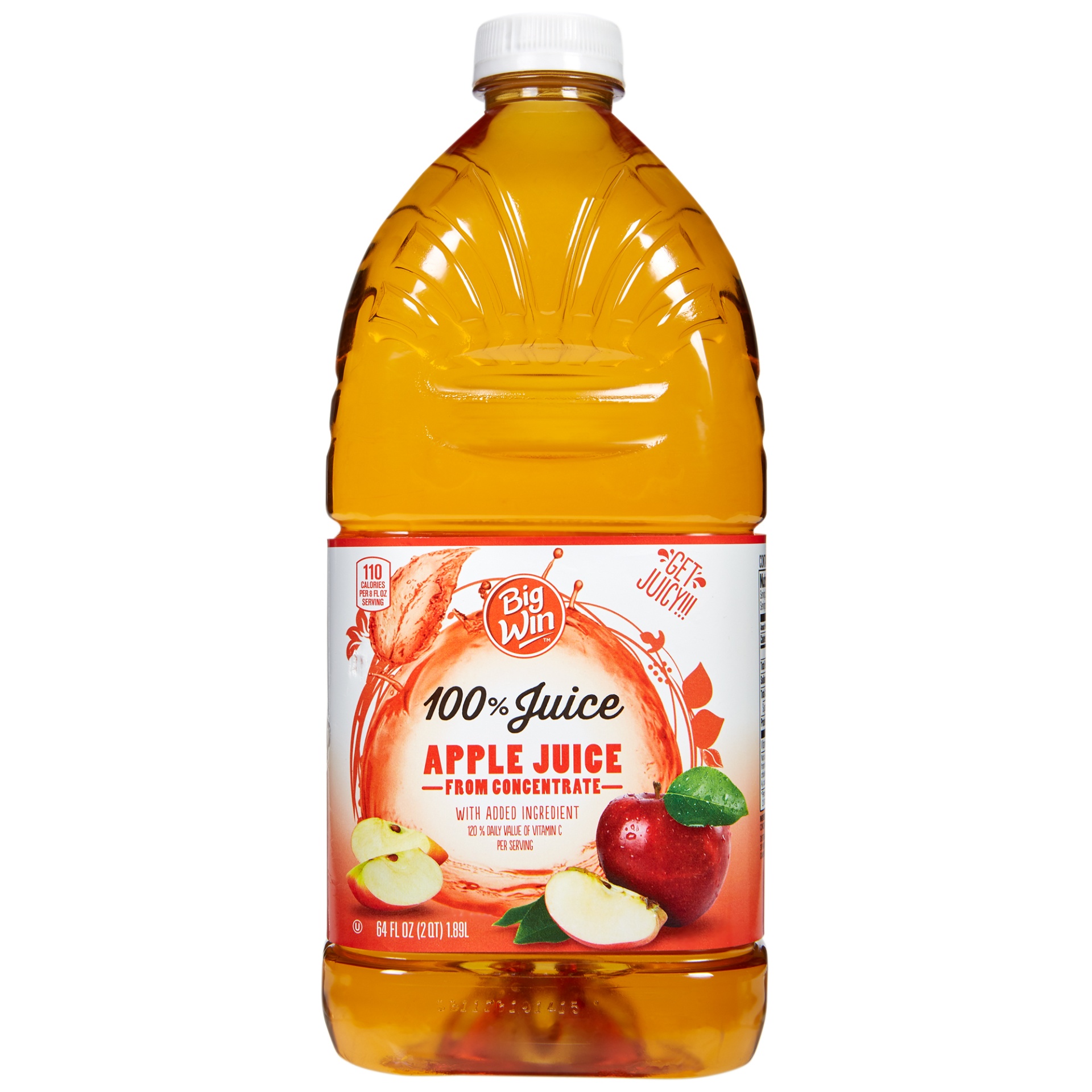 slide 1 of 3, Big Win Apple Juice, 100% Juice, 64 fl oz