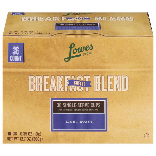 slide 1 of 1, Lowes Foods Breakfast Blend Coffee Single-Serve Cups, 36 ct