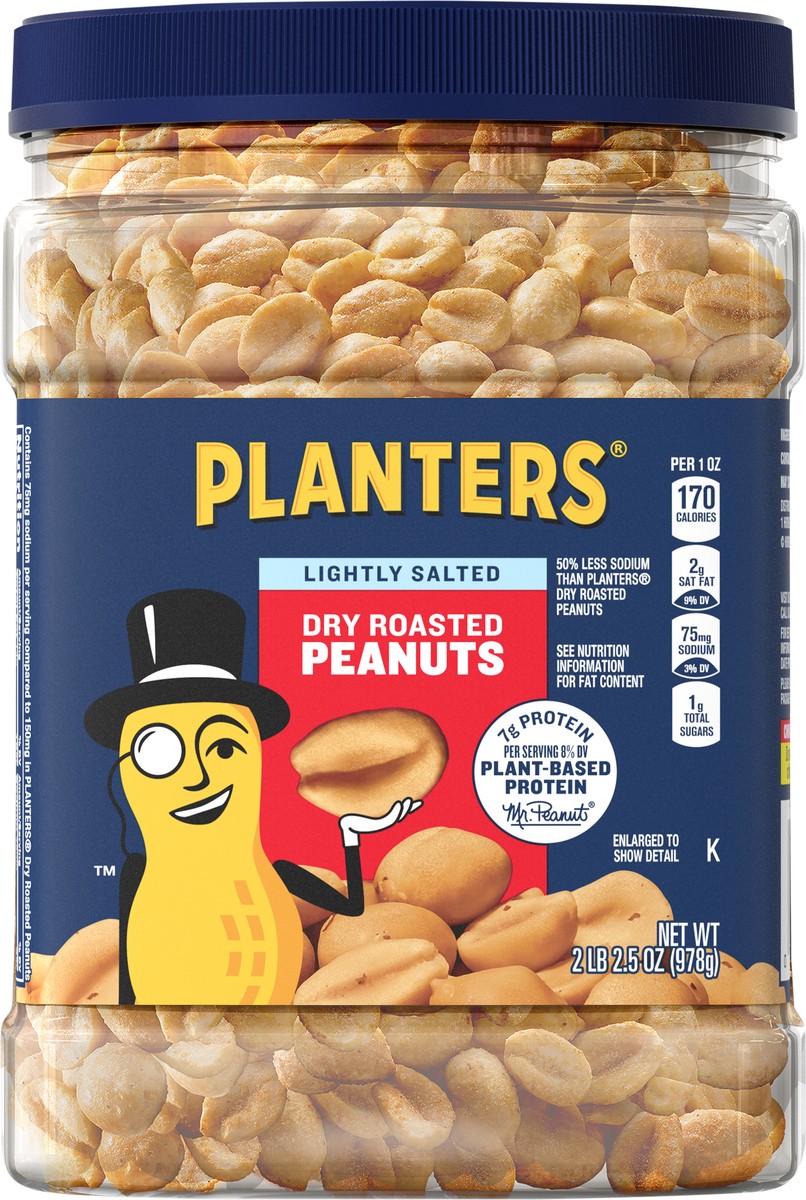 slide 1 of 9, Planters Lightly Salted Dry Roasted Peanuts 34.5 oz, 34.5 oz