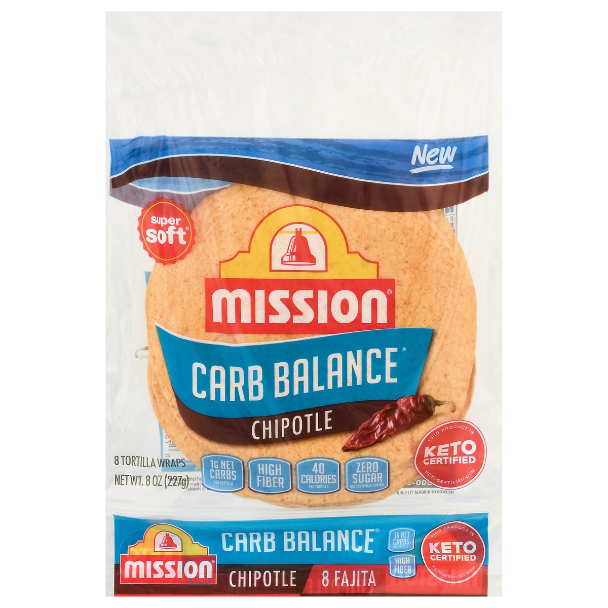 slide 1 of 13, Mission Carb Balance Chipotle Flour Tortillas, Fajita Size, 8 Count, 8 ct