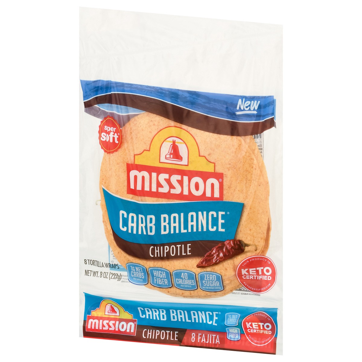 slide 13 of 13, Mission Carb Balance Chipotle Flour Tortillas, Fajita Size, 8 Count, 8 ct