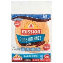Mission Carb Balance Chipotle Flour Tortillas, Fajita Size, 8 Count