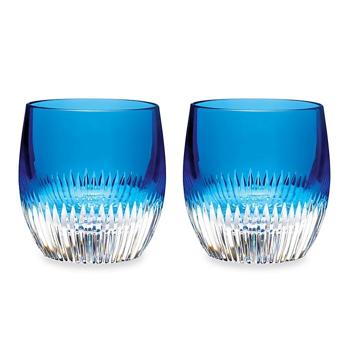 slide 1 of 1, Waterford Mixology Argon Blue Double Old-Fashioned Glass - Set of 2, 1 ct