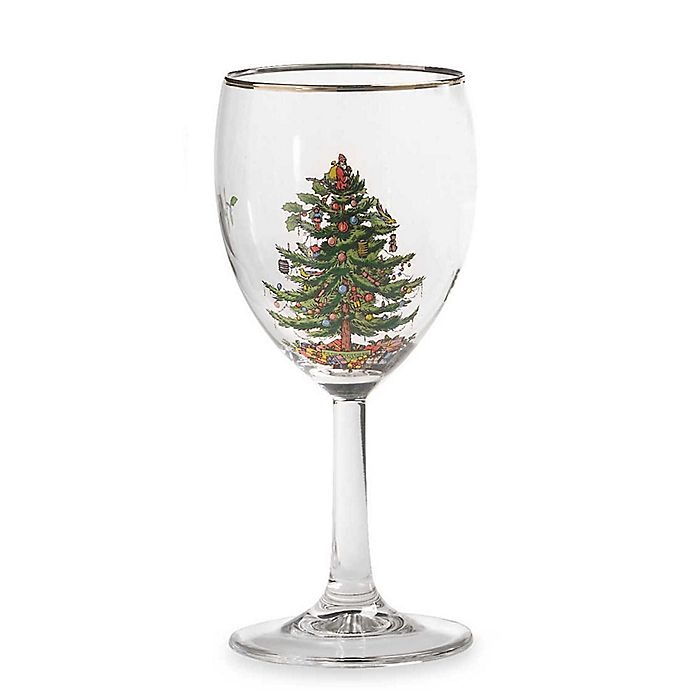 slide 1 of 2, Spode Christmas Tree Wine Glasses, 4 ct