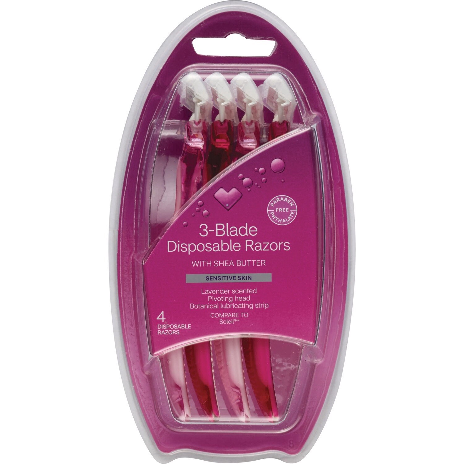 slide 1 of 1, CVS Beauty 3-Blade Lavender Disposable Razors, 4Ct, 1 ct