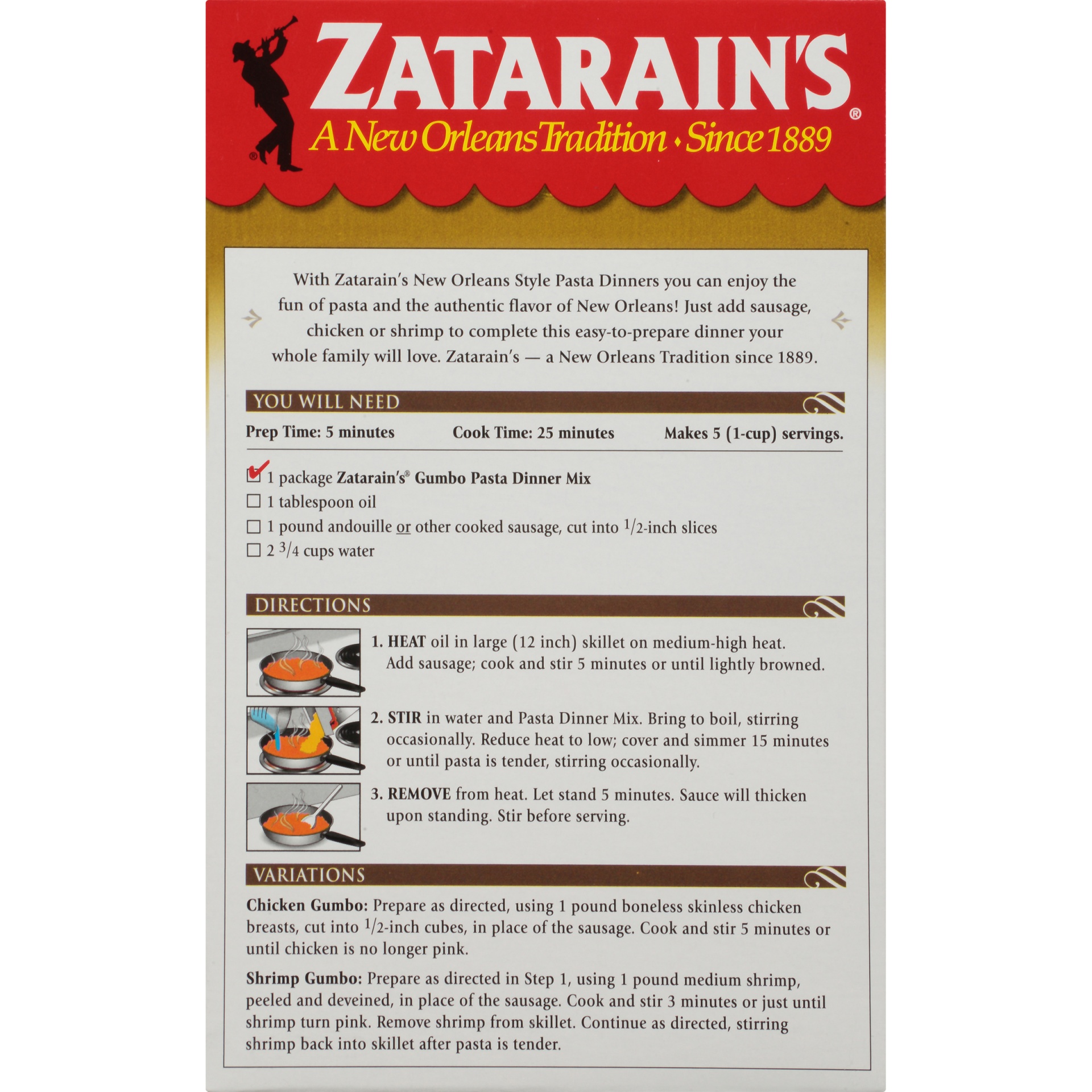 slide 6 of 8, Zatarain's Pasta Dinner Mix 5.7 oz, 5.7 oz