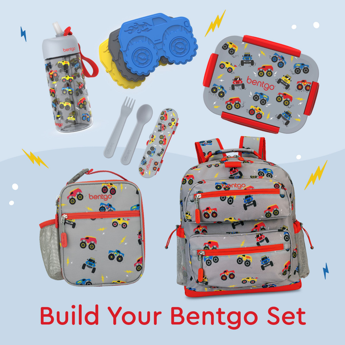 slide 2 of 4, Bentgo Kids Snap & Go Leak-Proof Lunch Box - Trucks, 1 ct