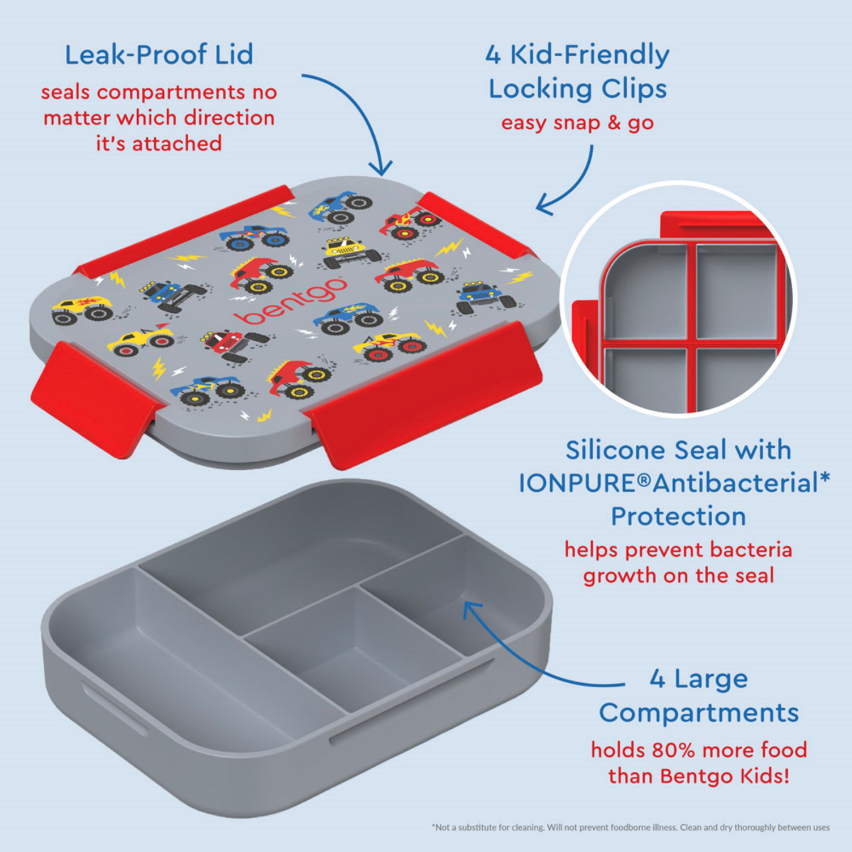 slide 3 of 4, Bentgo Kids Snap & Go Leak-Proof Lunch Box - Trucks, 1 ct