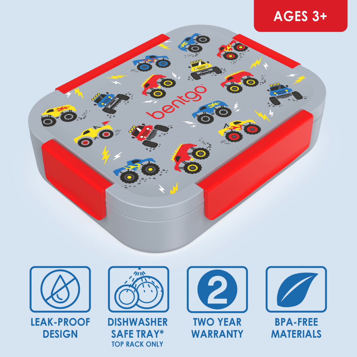 slide 1 of 4, Bentgo Kids Snap & Go Leak-Proof Lunch Box - Trucks, 1 ct